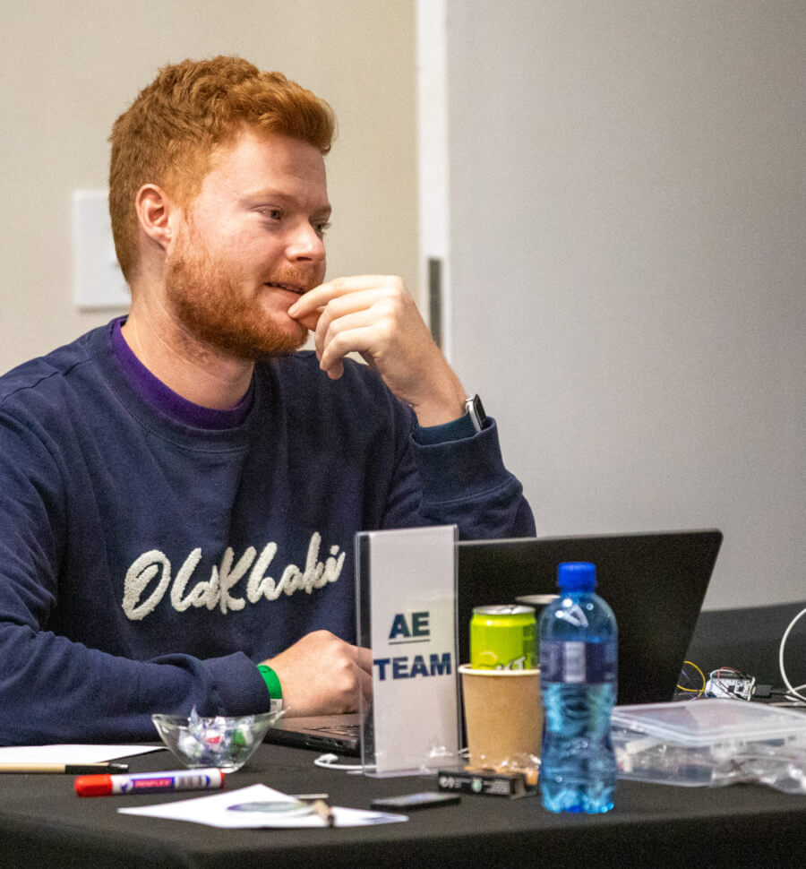 Man working on a laptop