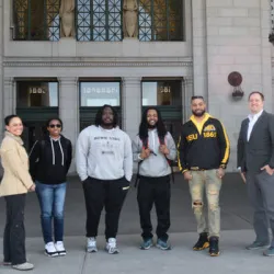 Bowie State students and their professor