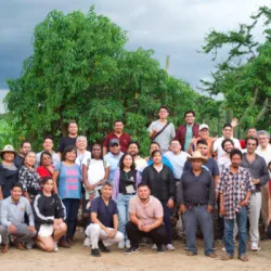 A group photo during the visit to the mezcal distillery